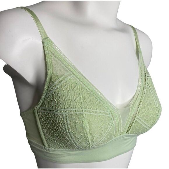 Auden Bralette Womens MEDIUM Light Green Lace Light-Padding Adjustable LIned NEW - Picture 2 of 10